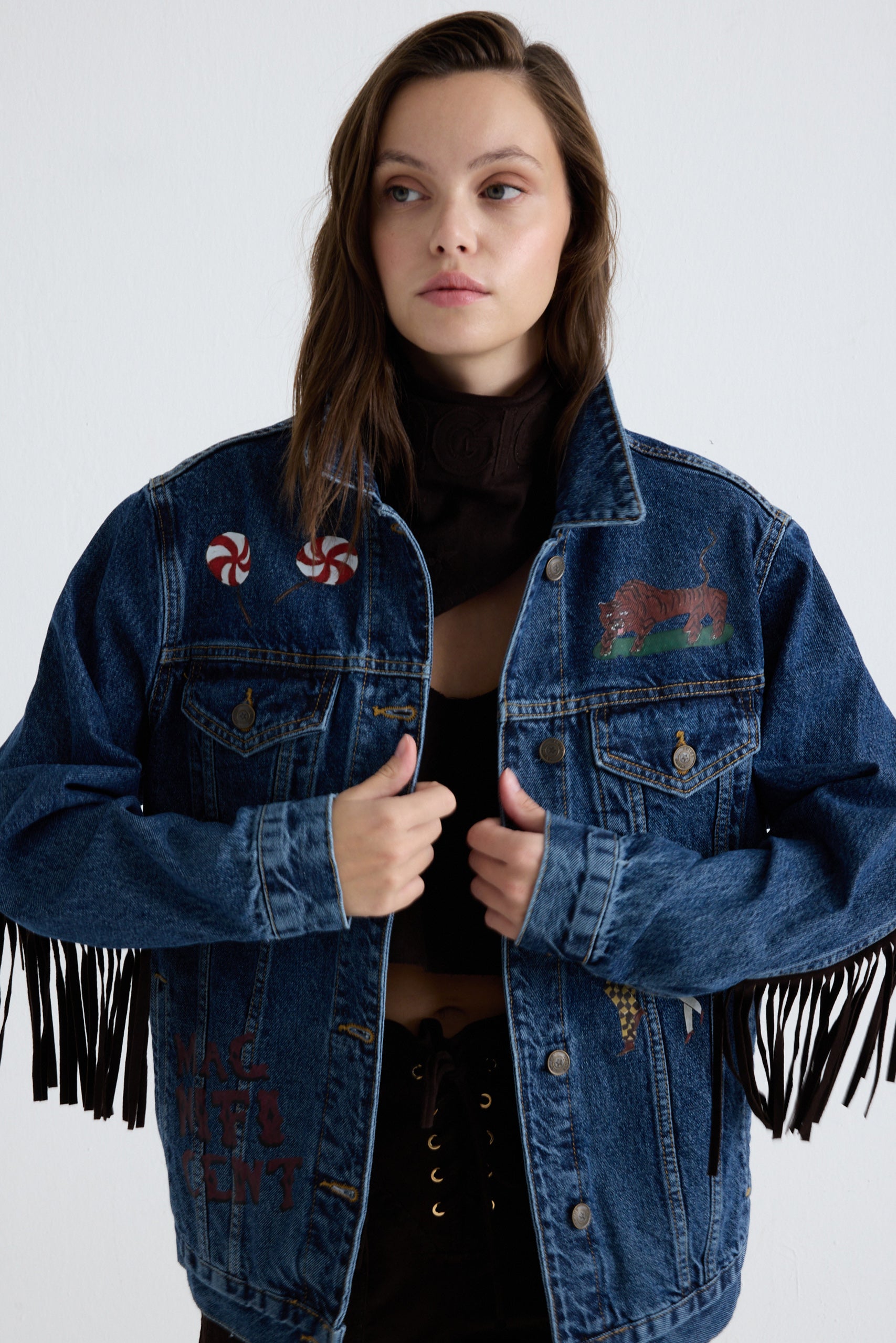 Bianca Jean Jacket - Blue/Brown