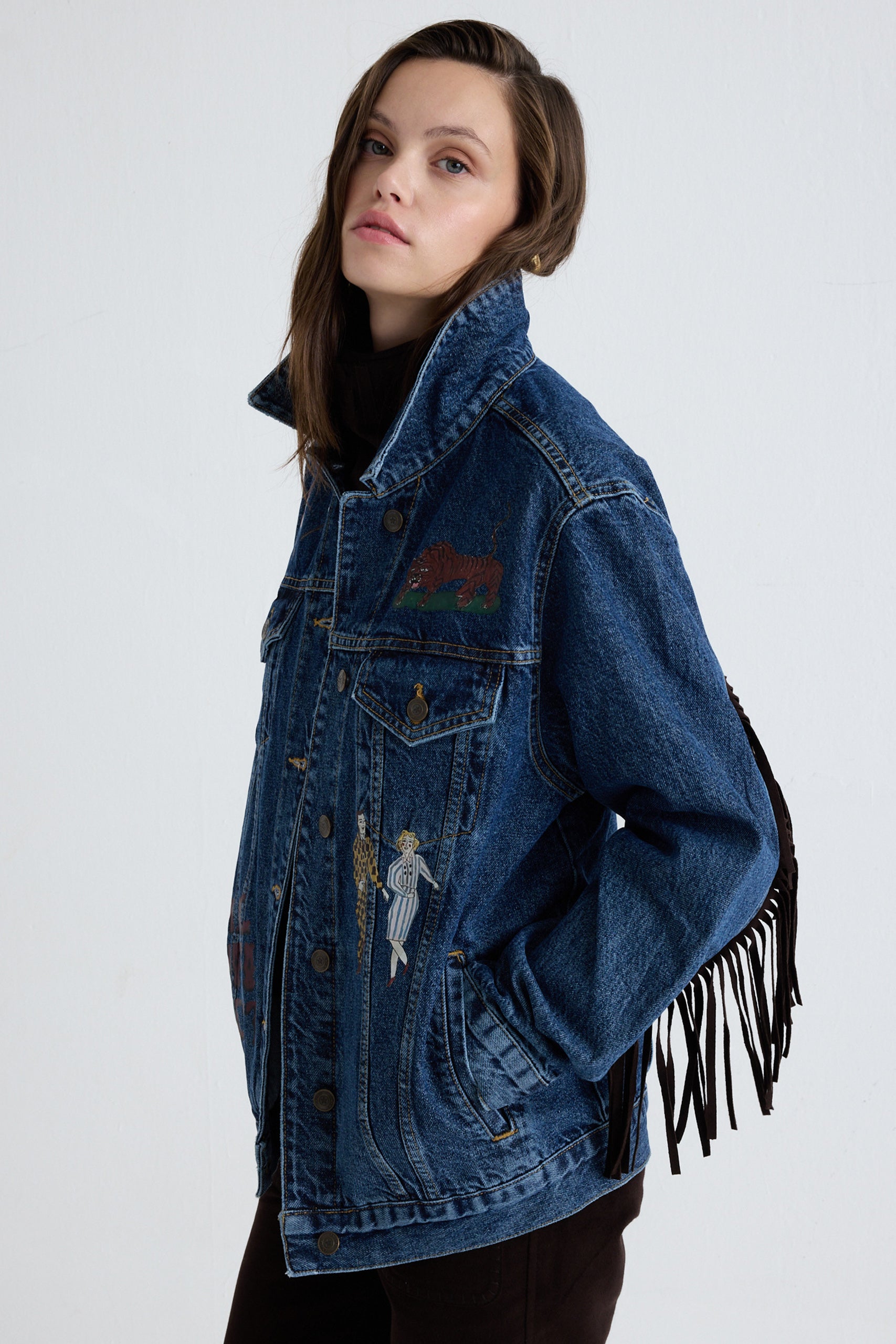 Bianca Jean Jacket - Blue/Brown
