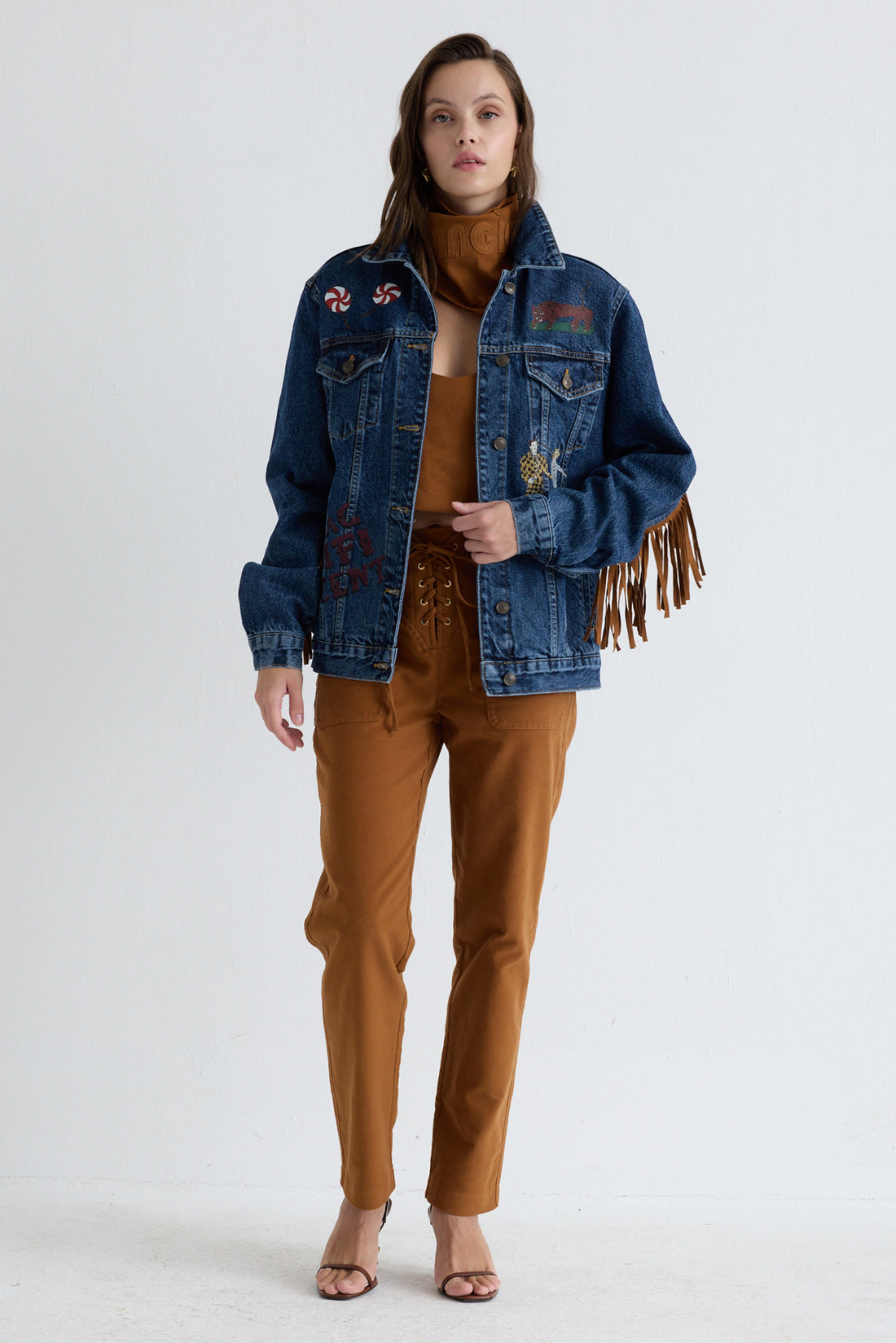 Bianca Jean Jacket - Blue/Tan