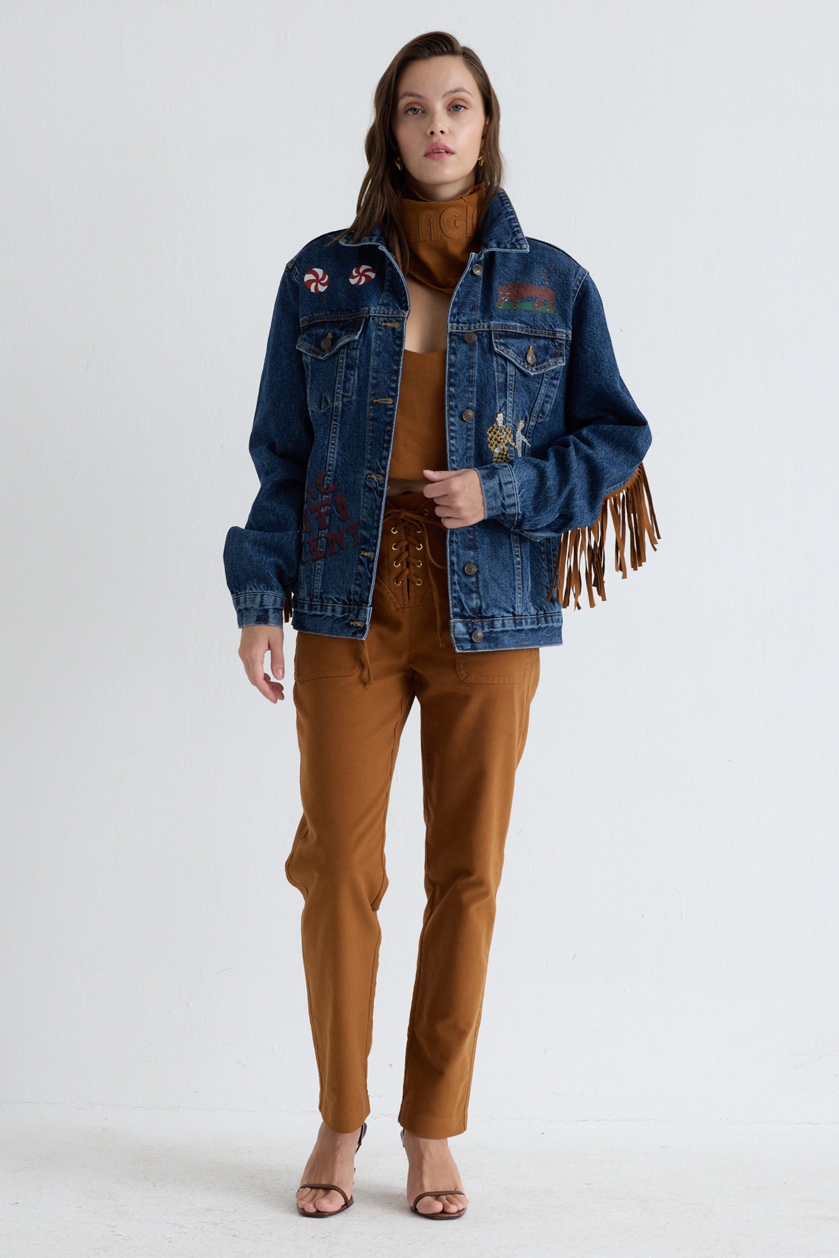 Bianca Jean Jacket - Blue/Tan