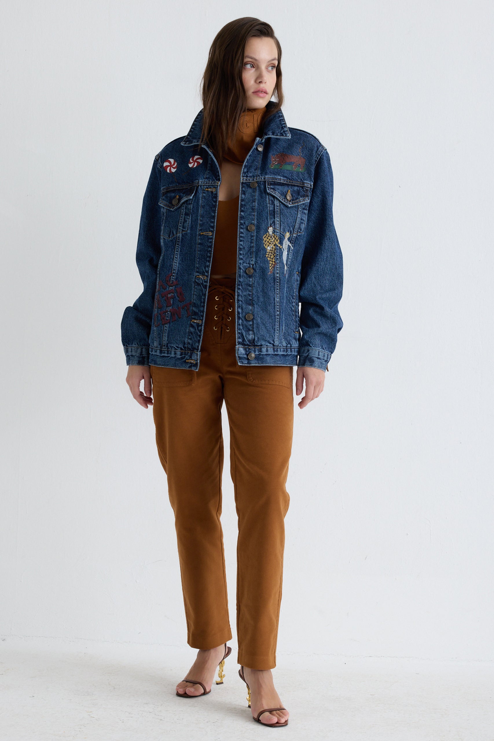 Bianca Jean Jacket - Blue/Tan