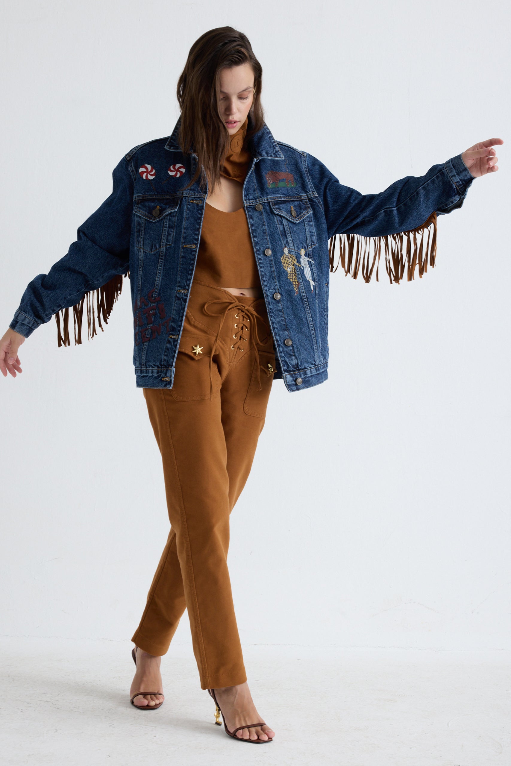 Bianca Jean Jacket - Blue/Tan